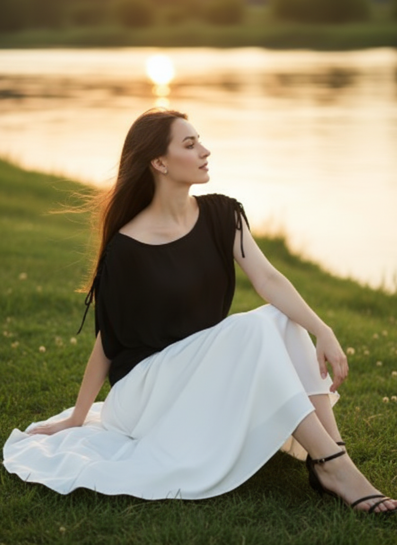 Circle Top I Rose Fabric I Black I Plain | Moon N Lotus