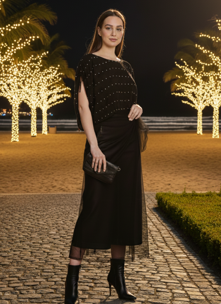 Circle Top I Rose Fabric I Black I Polka I Moon N Lotus