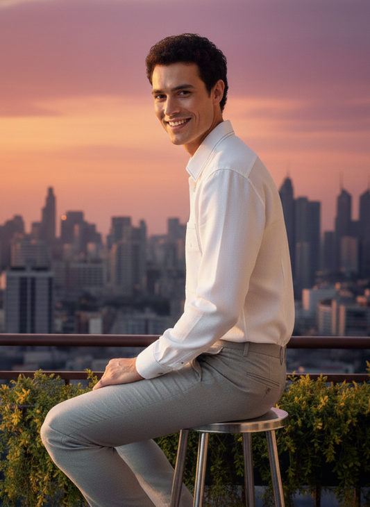 Collared shirt with pocket detailing | 100% Hemp Fabric | White | Moon N Lotus