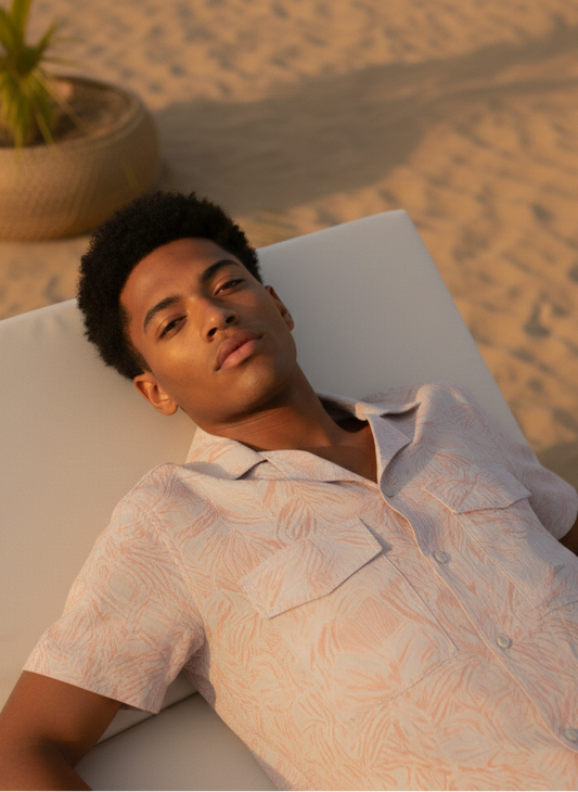 Hawaiian Shirt I Rose Fabric I Pink I Moon N Lotus