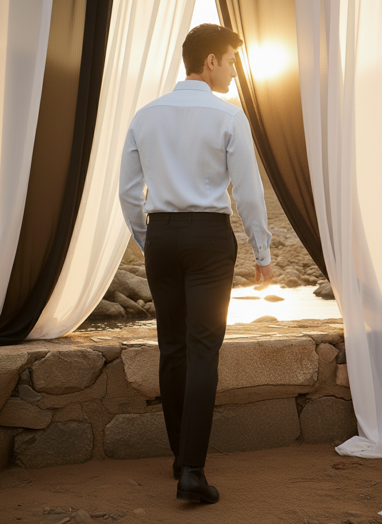 How sustainable orange fabric blue shirts are made by Moon N Lotus