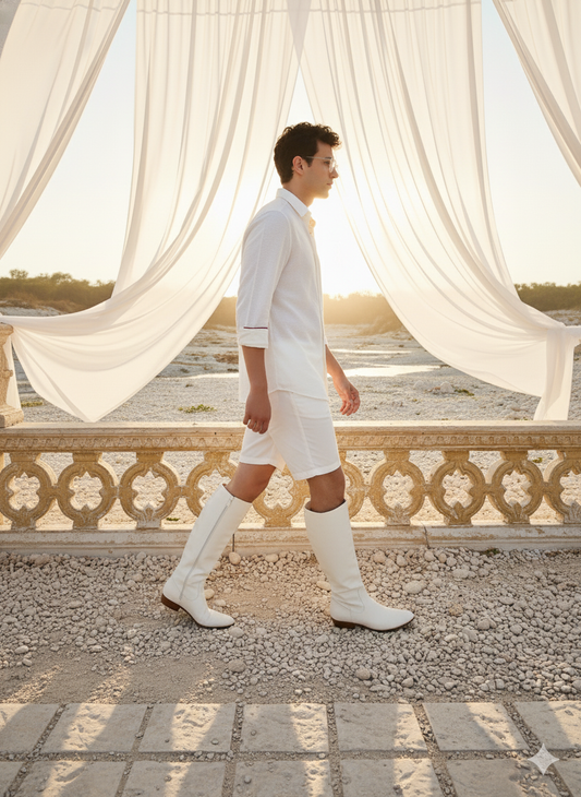 Moon N Lotus eco friendly white orange fabric shirt classic mens style