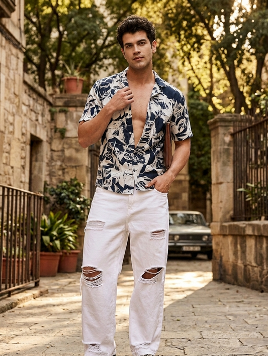 Lightweight Hawaiian shirt for men, perfect for beach, travel, and summer styling Moon N Lotus
