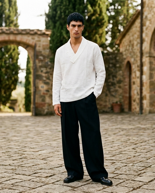 Front view of white full sleeve bamboo T-shirt with clean minimal silhouette Moon N Lotus