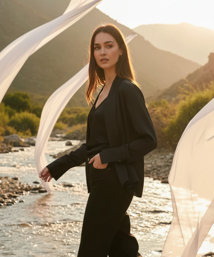 Short Wrap I Rose Fabric I Black I Foiling | Moon N Lotus