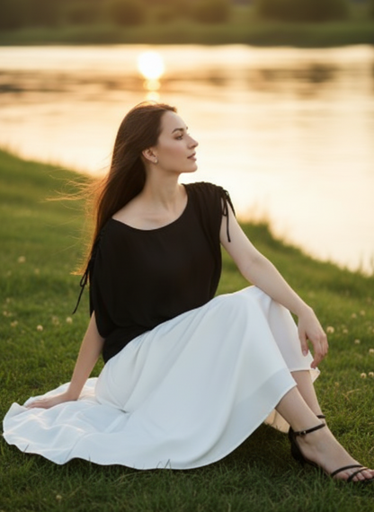 Circle Top I Rose Fabric I Black I Plain | Moon N Lotus