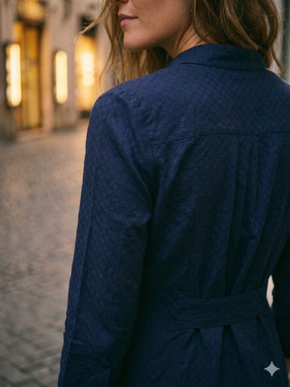 Navy Buttondown Shirt Dress | Corn Fabric | Moon N Lotus