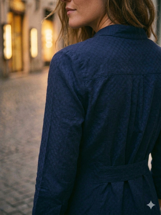 Navy Buttondown Shirt Dress | Corn Fabric | Moon N Lotus