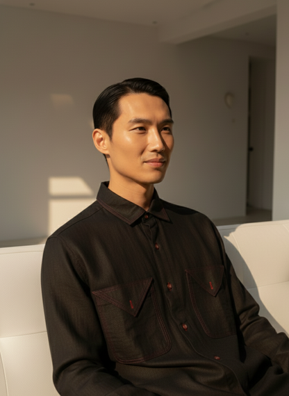 Oversized shirt | Cotton Hemp Fabric | Black | Moon N Lotus