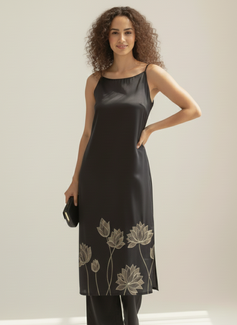 Loop dress I Rose Fabric I Black I Moon N Lotus