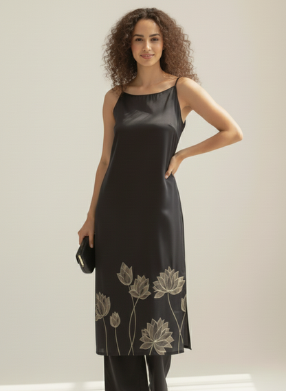 Loop dress I Rose Fabric I Black I Moon N Lotus