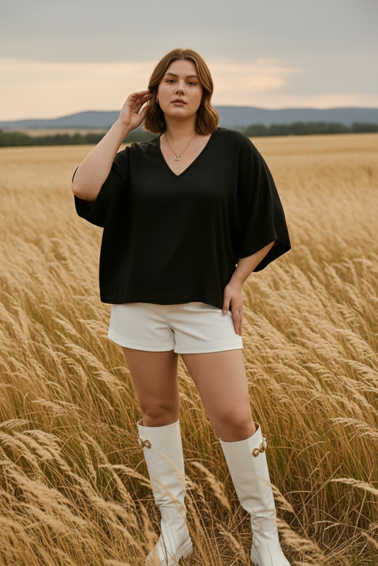 Kimono Top I Rose Fabric I Black I Moon N Lotus