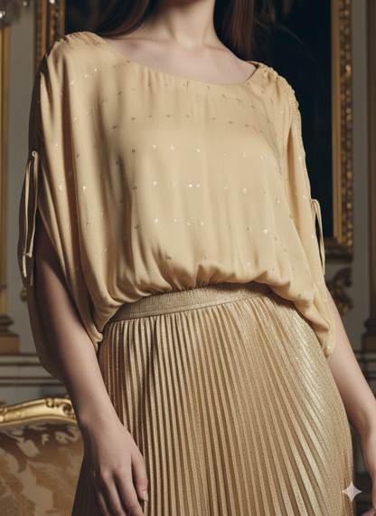 Circle Top I Rose Fabric I Gold I Polka I Moon N Lotus