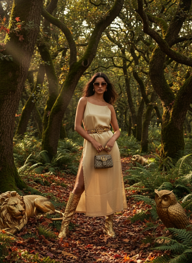 Loop dress I Rose Fabric I Gold I Moon N Lotus