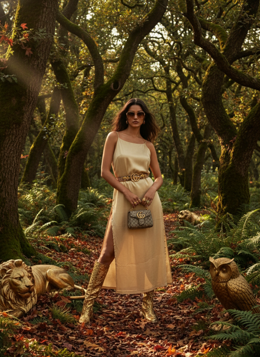 Loop dress I Rose Fabric I Gold I Moon N Lotus