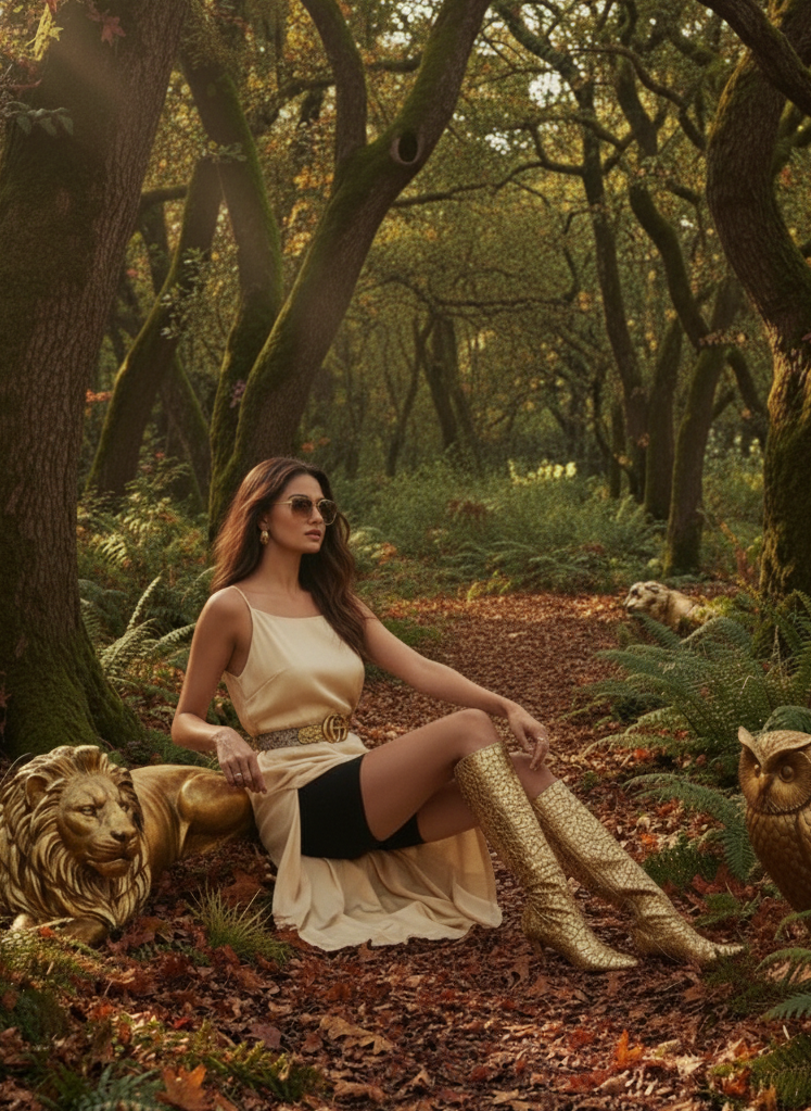 Loop dress I Rose Fabric I Gold I Moon N Lotus