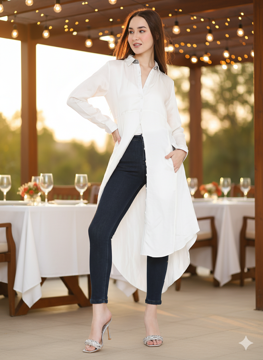 Shirt Dress I Bamboo Fabric I White I Moon N Lotus