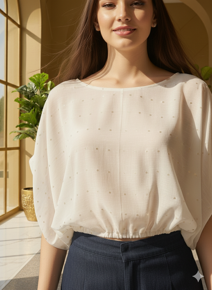 Circle Top I Bamboo Fabric I White I Polka I Moon N Lotus