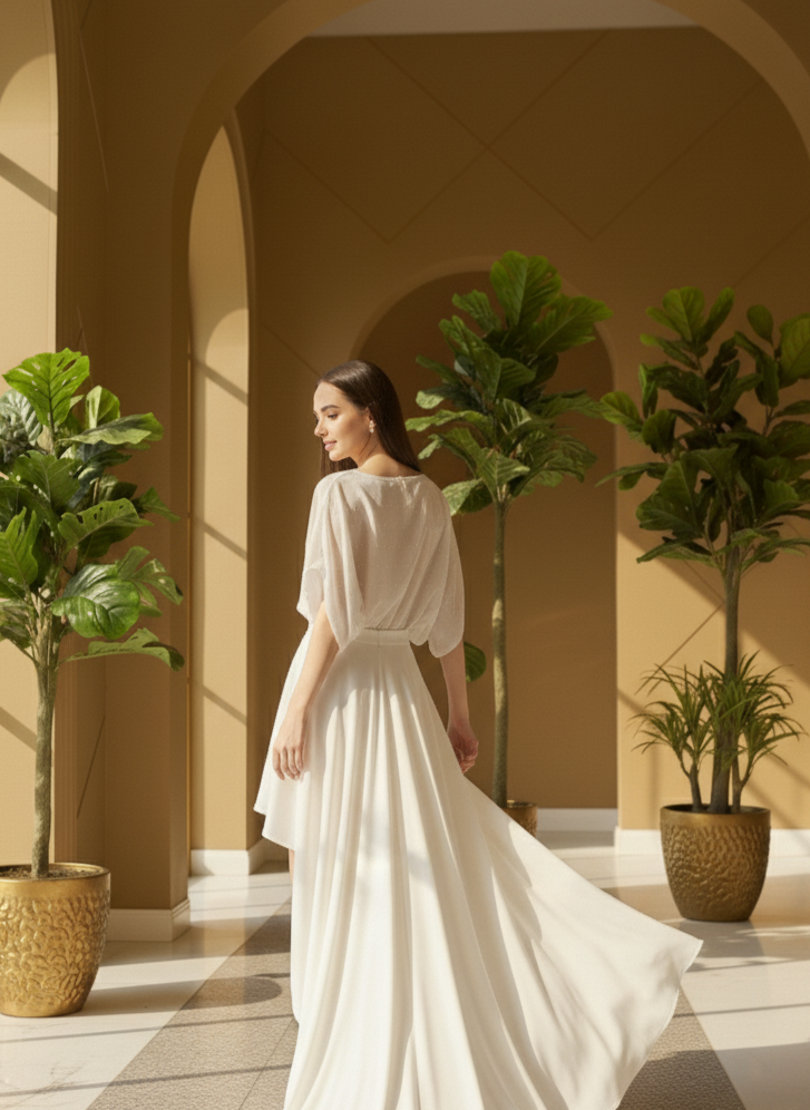 Circle Top I Bamboo Fabric I White I Polka I Moon N Lotus