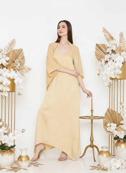 Zero waste Shrug I Rose Fabric I Gold I Floral Foil | Moon N Lotus