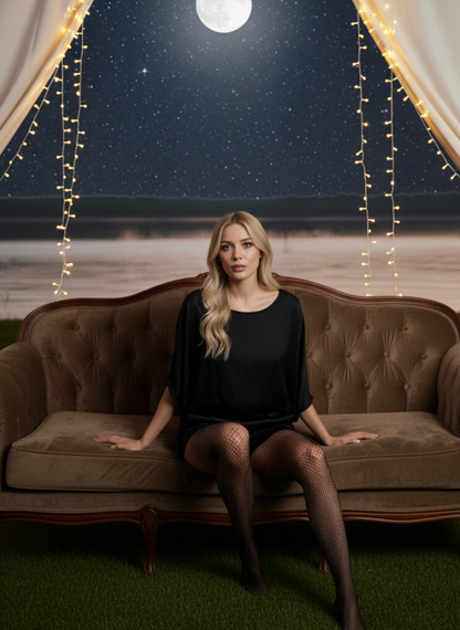 Circle Top I Rose Fabric I Black I Plain | Moon N Lotus