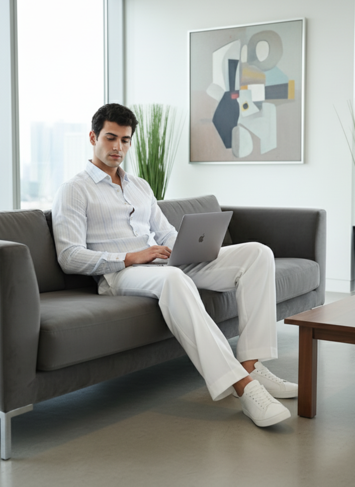 Slim Fit Shirt I Cotton Hemp Fabric I Stripe I Moon N Lotus