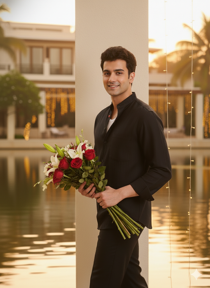 Asian Collar Shirt I Bamboo Fabric I Black Shirt I Moon N Lotus