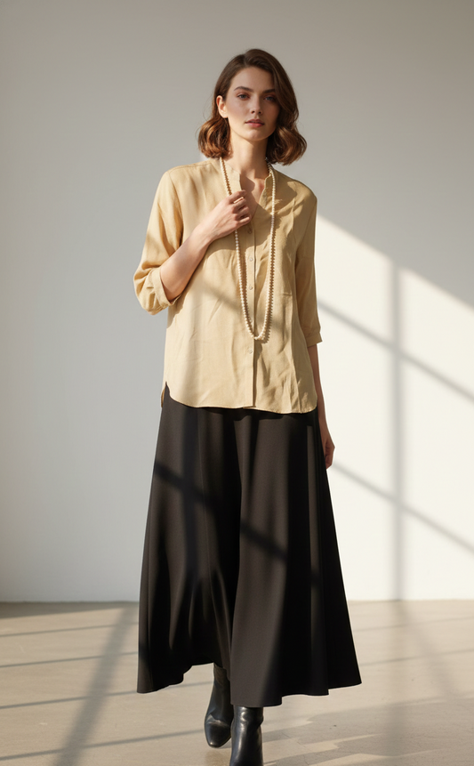 Casual Shirt I Orange Fabric I Gold I Moon N Lotus