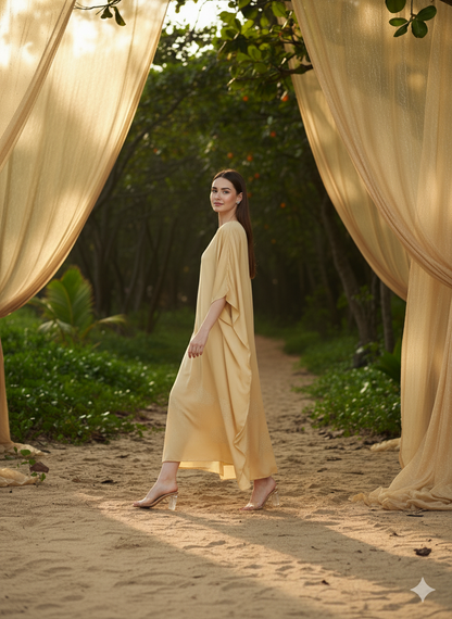 Kaftan I Rose Fabric I Gold I Floral Foil | Moon N Lotus