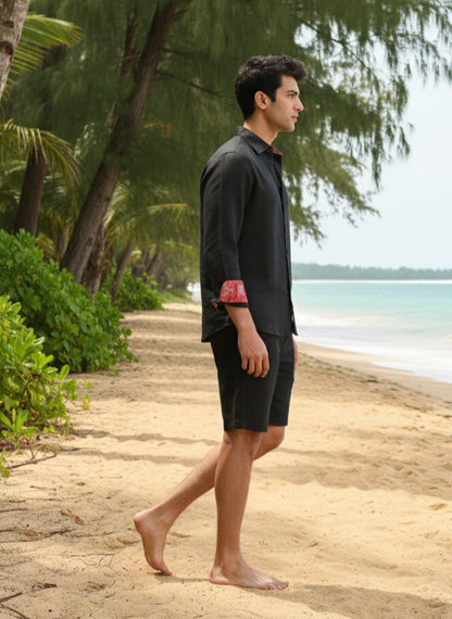 Collered Shirt I Bamboo Fabric I Black Shirt I Moon N Lotus