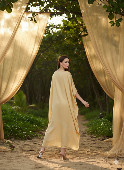 Kaftan I Rose Fabric I Gold I Floral Foil | Moon N Lotus