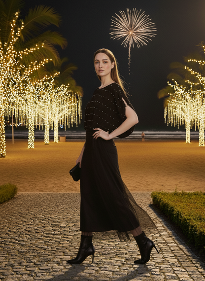 Circle Top I Rose Fabric I Black I Polka I Moon N Lotus