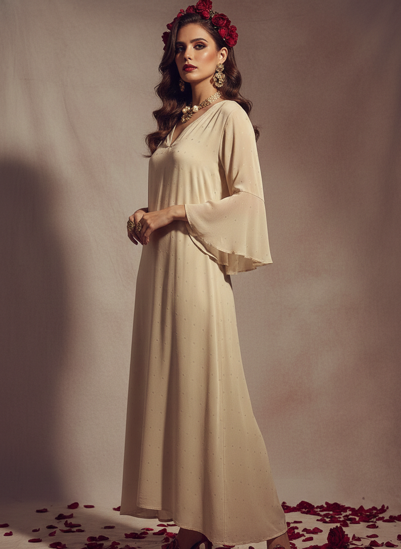 Polka kurta dress I Rose Fabric I Gold I Polka | Moon N Lotus