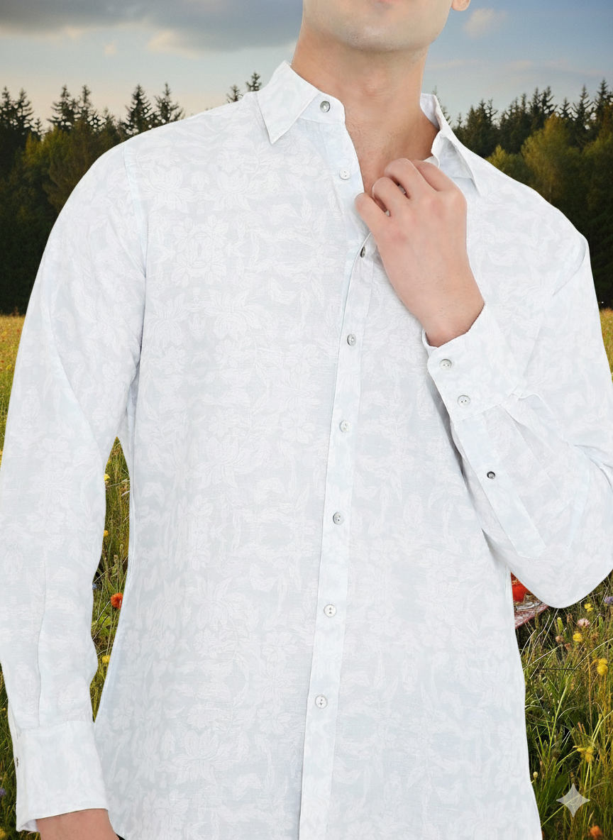 Printed Shirt I Cotton Hemp Fabric I Floral I Moon N Lotus