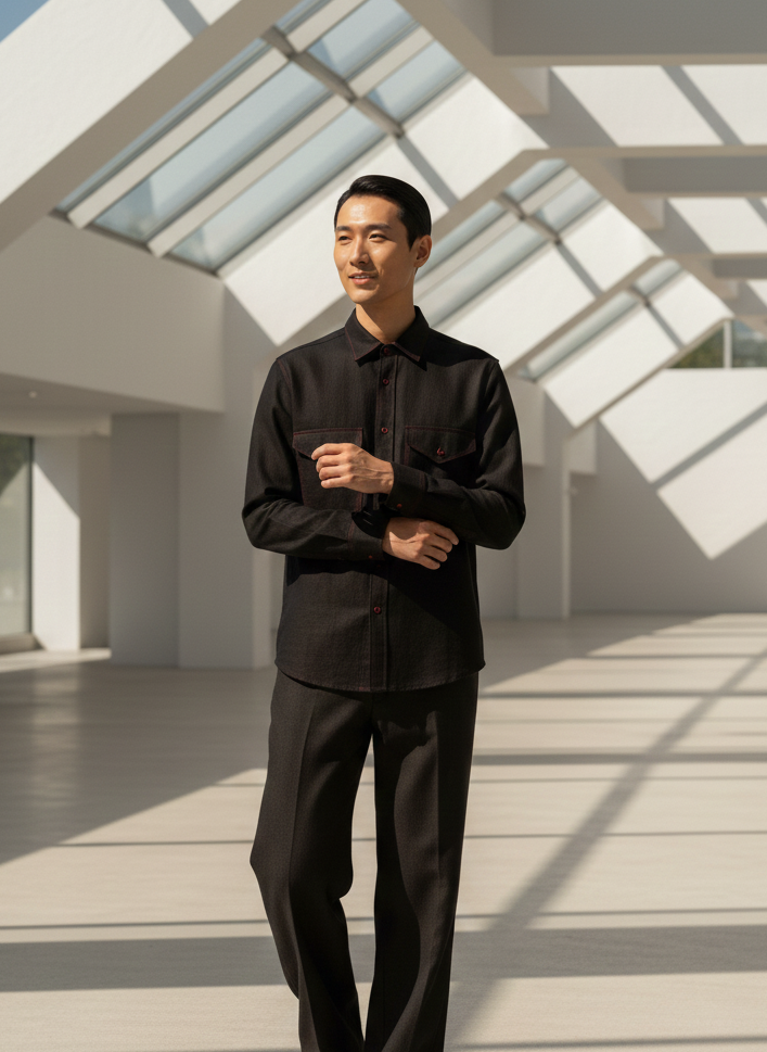 Oversized shirt | Cotton Hemp Fabric | Black | Moon N Lotus