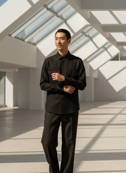 Oversized shirt | Cotton Hemp Fabric | Black | Moon N Lotus