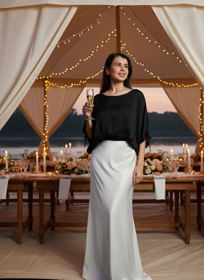 Circle Top I Rose Fabric I Black I Plain | Moon N Lotus