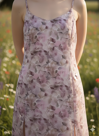 Long summer dress I Orange fabric I Pink printed I Moon N Lotus