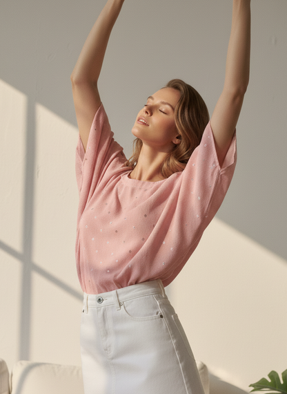 Circle Top I Rose Fabric I Pink I Polka I Moon N Lotus