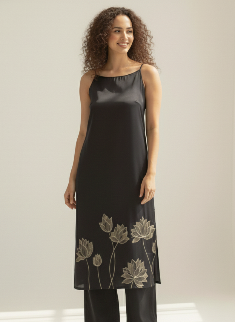 Loop dress I Rose Fabric I Black I Moon N Lotus