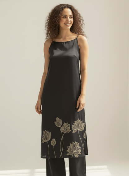 Loop dress I Rose Fabric I Black I Moon N Lotus