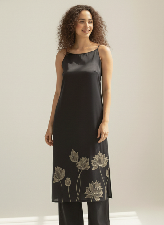 Loop dress I Rose Fabric I Black I Moon N Lotus