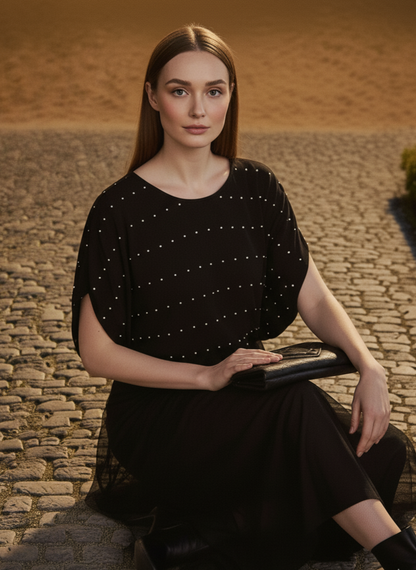 Circle Top I Rose Fabric I Black I Polka I Moon N Lotus