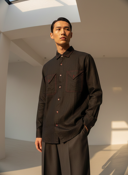 Oversized shirt | Cotton Hemp Fabric | Black | Moon N Lotus