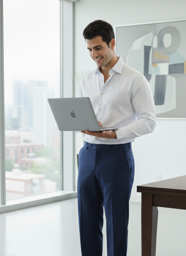 Slim Fit Shirt I Cotton Hemp Fabric I Stripe I Moon N Lotus