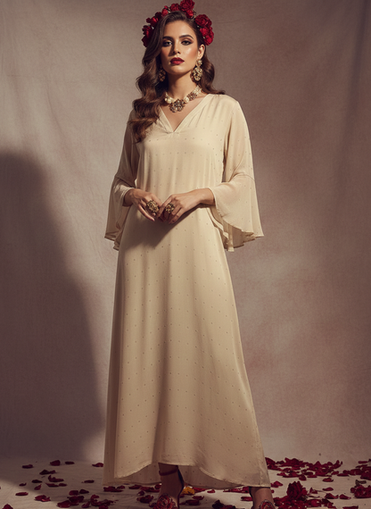 Polka kurta dress I Rose Fabric I Gold I Polka | Moon N Lotus