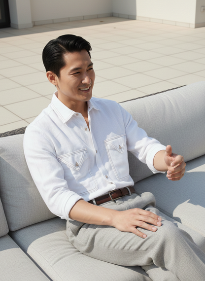 Oversized shirt | 100% Hemp Fabric | White | Moon N Lotus