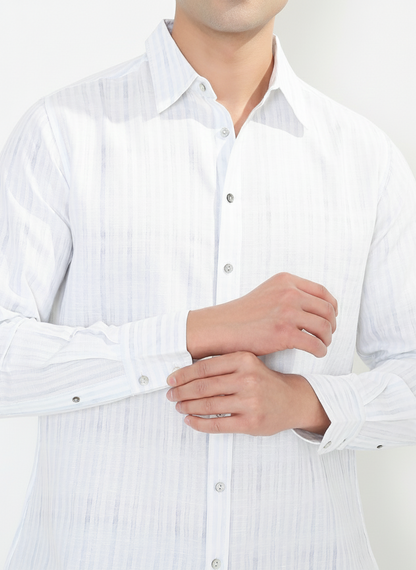 Moon N Lotus breathable cotton hemp striped mens shirt