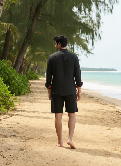 Moon N Lotus eco friendly black bamboo shirt breathable menswear