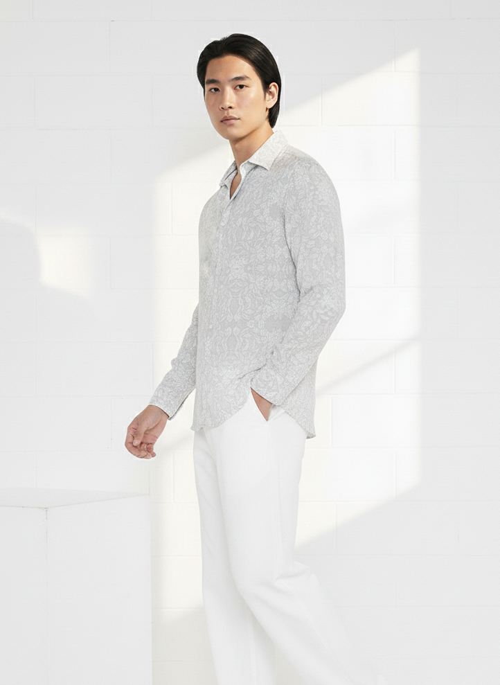 Moon N Lotus timeless floral shirt crafted from plant based rose fabric